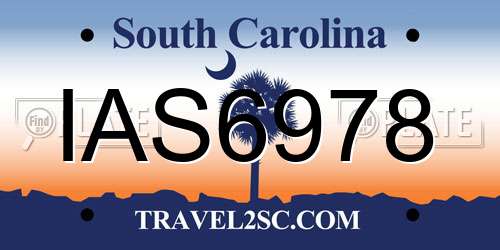 IAS6978 South Carolina License Plate
