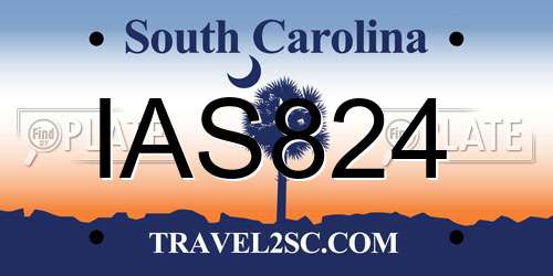 IAS824 South Carolina License Plate