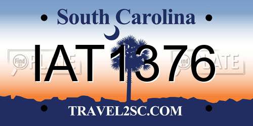 IAT1376 South Carolina License Plate