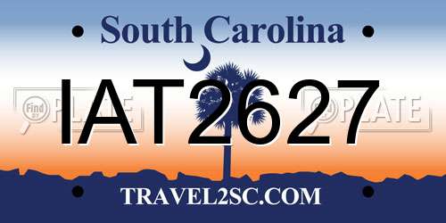 IAT2627 South Carolina License Plate