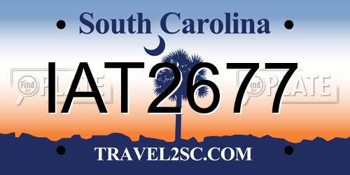 IAT2677 South Carolina License Plate