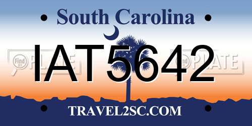 IAT5642 South Carolina License Plate