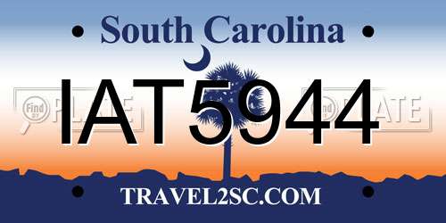 IAT5944 South Carolina License Plate
