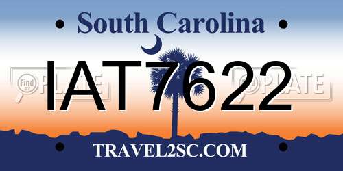 IAT7622 South Carolina License Plate