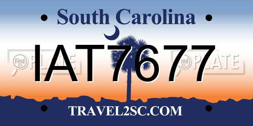 IAT7677 South Carolina License Plate