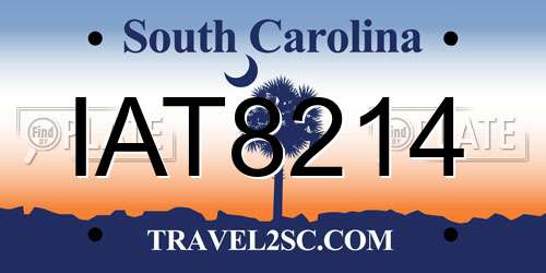 IAT8214 South Carolina License Plate