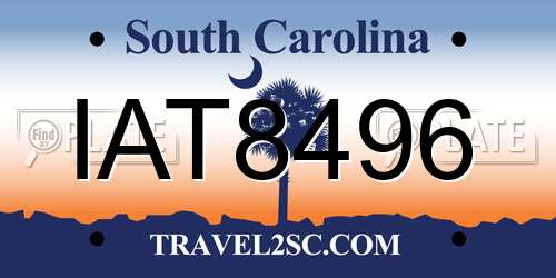 IAT8496 South Carolina License Plate