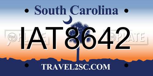 IAT8642 South Carolina License Plate