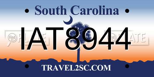 IAT8944 South Carolina License Plate