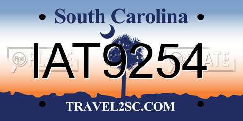 IAT9254 South Carolina License Plate