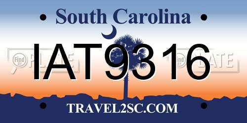 IAT9316 South Carolina License Plate