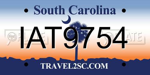 IAT9754 South Carolina License Plate