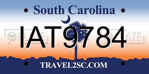 IAT9784 South Carolina License Plate