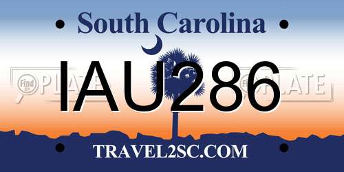IAU286 South Carolina License Plate
