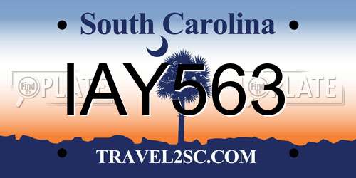 IAY563 South Carolina License Plate