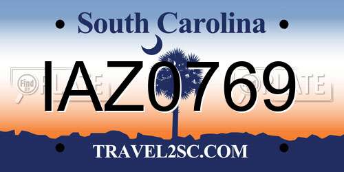 IAZ0769 South Carolina License Plate