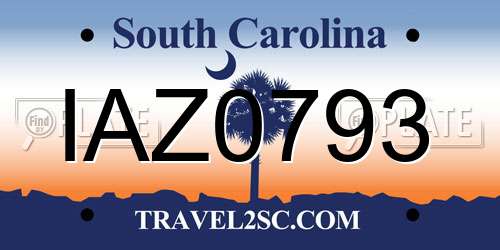 IAZ0793 South Carolina License Plate