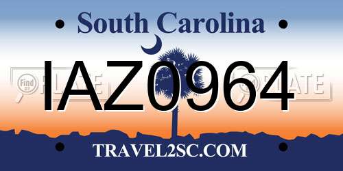 IAZ0964 South Carolina License Plate
