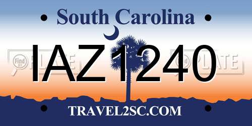IAZ1240 South Carolina License Plate