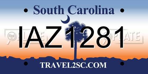 IAZ1281 South Carolina License Plate