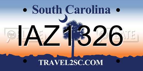 IAZ1326 South Carolina License Plate