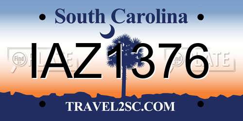 IAZ1376 South Carolina License Plate