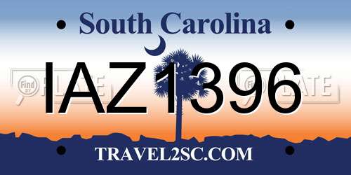 IAZ1396 South Carolina License Plate