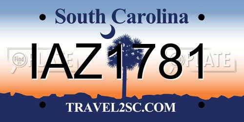 IAZ1781 South Carolina License Plate