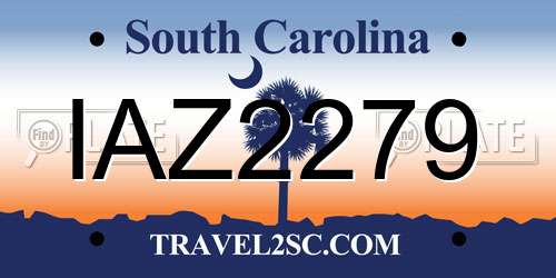 IAZ2279 South Carolina License Plate