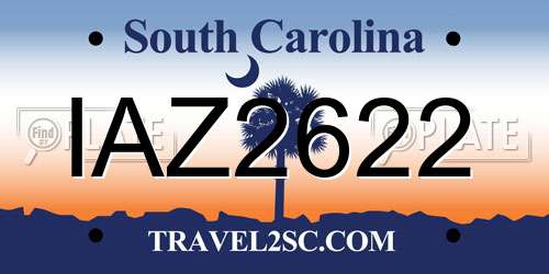 IAZ2622 South Carolina License Plate