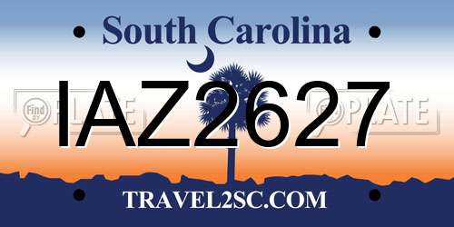 IAZ2627 South Carolina License Plate