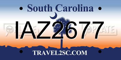 IAZ2677 South Carolina License Plate