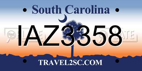 IAZ3358 South Carolina License Plate