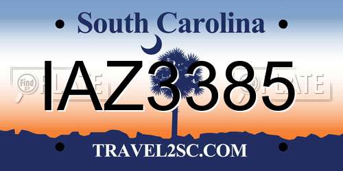 IAZ3385 South Carolina License Plate