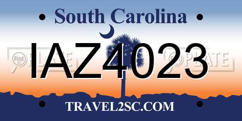IAZ4023 South Carolina License Plate