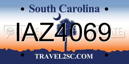 IAZ4069 South Carolina License Plate