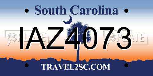 IAZ4073 South Carolina License Plate