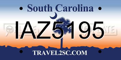 IAZ5195 South Carolina License Plate