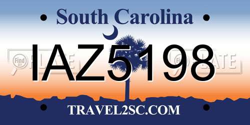 IAZ5198 South Carolina License Plate