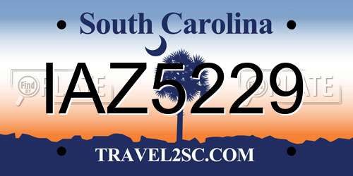 IAZ5229 South Carolina License Plate
