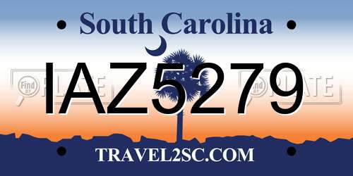 IAZ5279 South Carolina License Plate