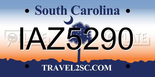 IAZ5290 South Carolina License Plate
