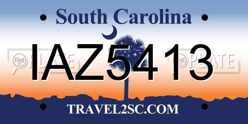IAZ5413 South Carolina License Plate
