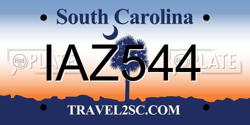 IAZ544 South Carolina License Plate