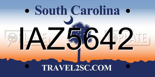 IAZ5642 South Carolina License Plate