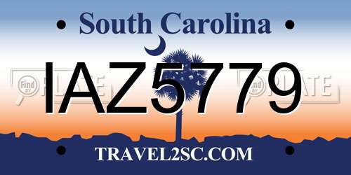 IAZ5779 South Carolina License Plate