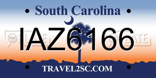 IAZ6166 South Carolina License Plate