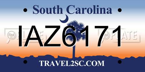 IAZ6171 South Carolina License Plate
