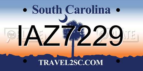 IAZ7229 South Carolina License Plate