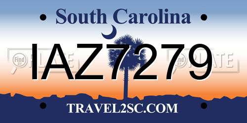 IAZ7279 South Carolina License Plate